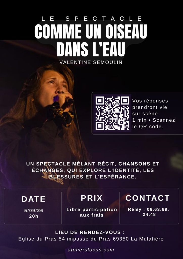 Spectacle “Comme un oiseau dans l’eau” samedi 5 septembre à 20h